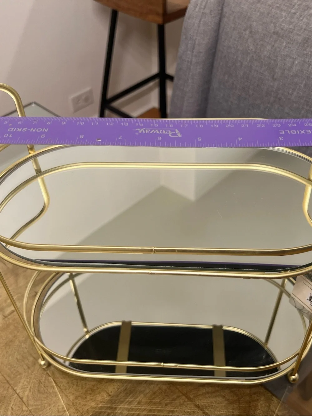 Gold Two-Tier vanity Mirrored Bathroom Organizer tray